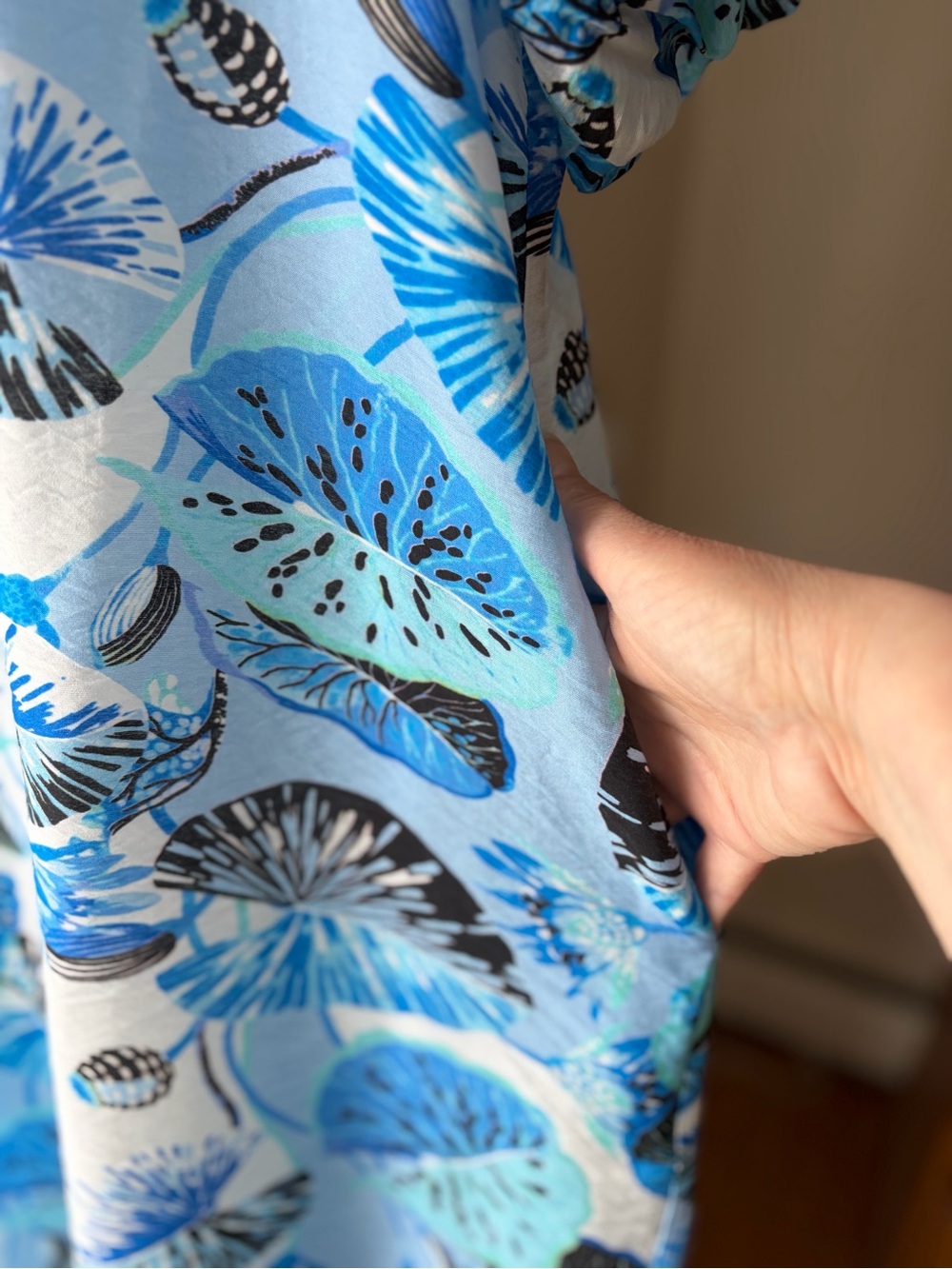 JODIFL Lilypad Print Shift Dress Vacation Resort Coastal Summer NWT Sz L - Picture 4 of 6